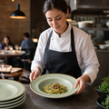 Moss Green Porcelain Pasta Bowls 250mm for Elegant Dining