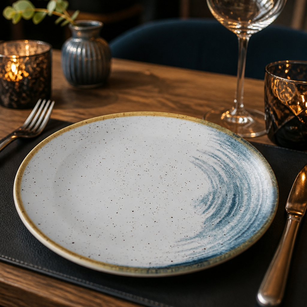 Coupe Plate Blue White Vitrified Ceramic for Dining Experiences (Pack of 12)