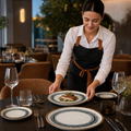 Flare Walled Plates 210mm Natural Ceramic for Dining Tables (Pack of 6)