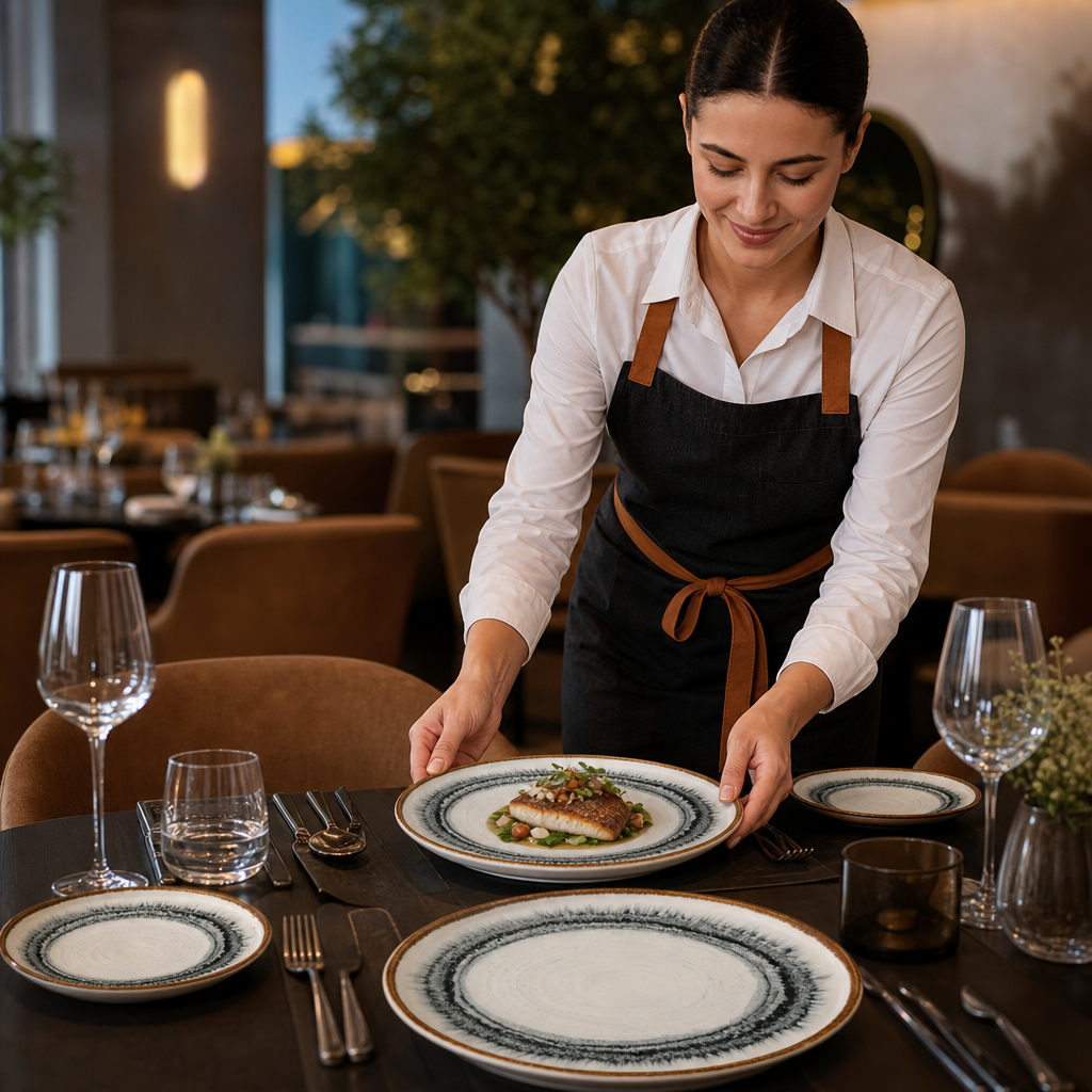 Flare Walled Plates 210mm Natural Ceramic for Dining Tables (Pack of 6)