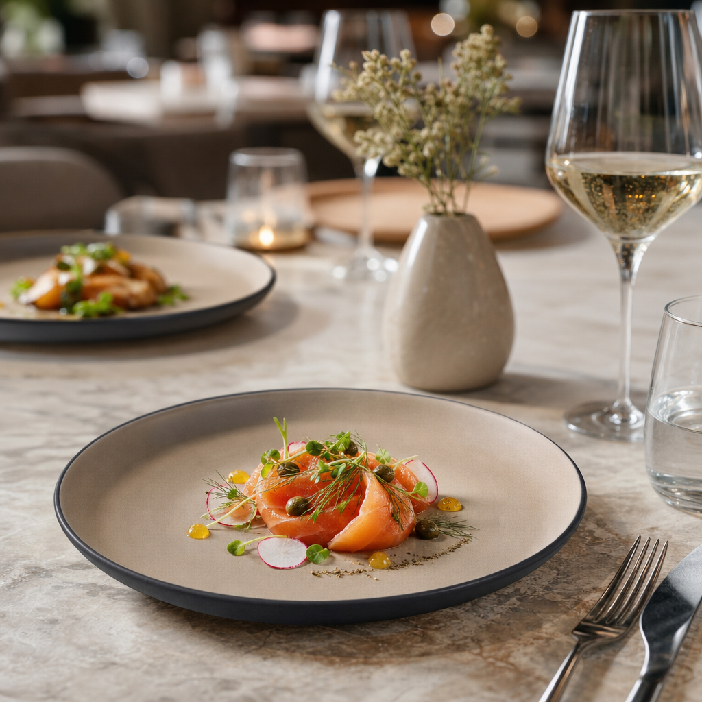 Round Plates 178mm Sandstone Melamine for Foodservice Occasions (Pack of 24)