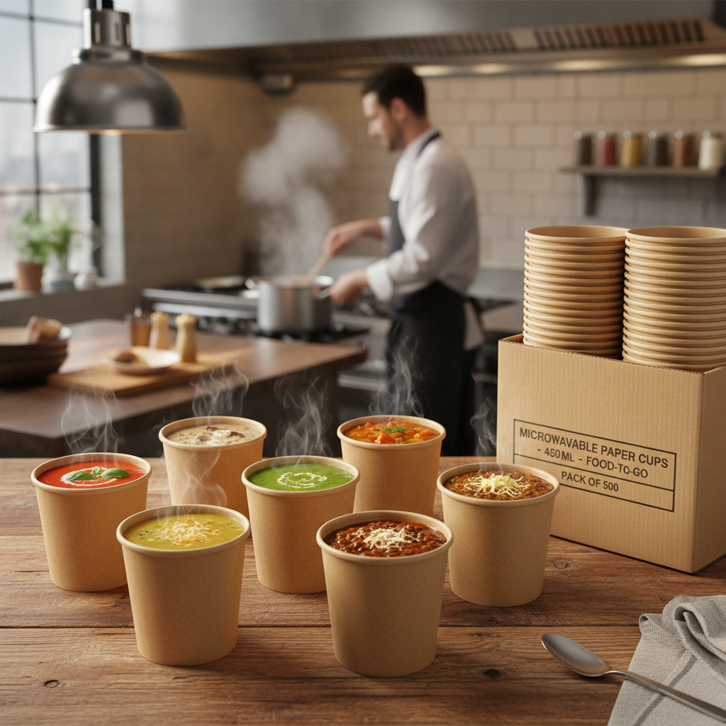 Paper Kraft Microwavable Soup Cups 450ml for Food-to-Go (Pack of 500)