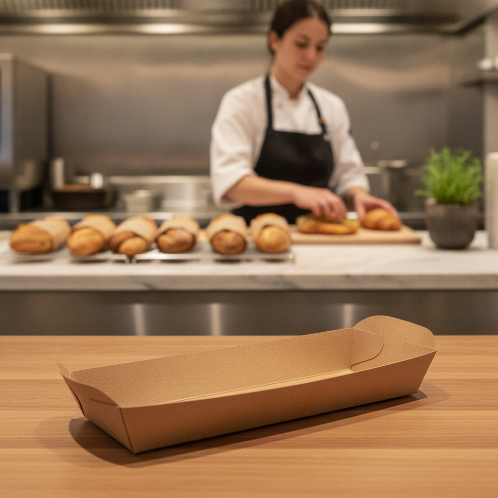 Recyclable Paperboard Baguette Trays for Takeaway Food (Pack of 500)