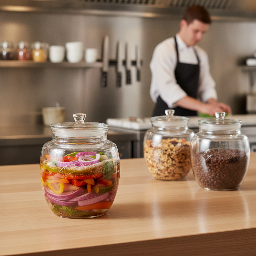 Glass Push Top Preserve Jar 4000ml for Food Storage