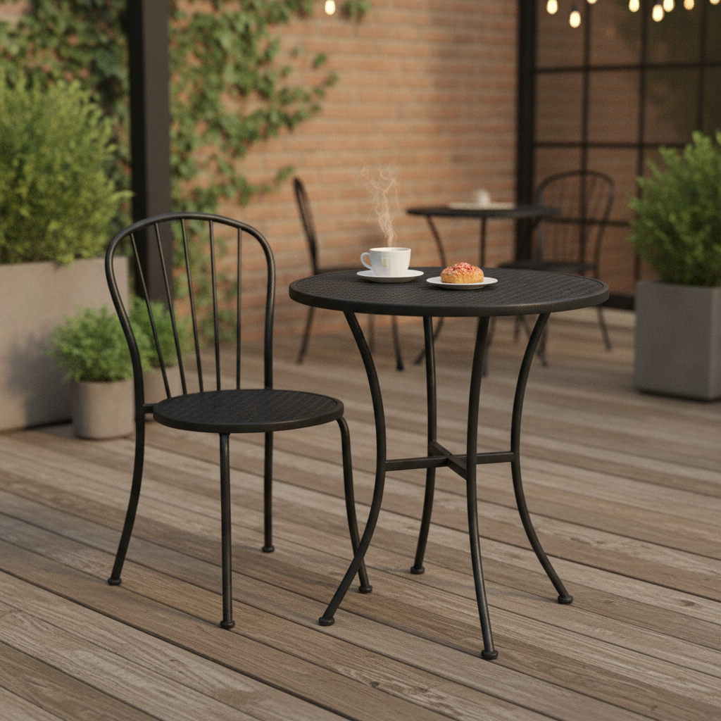 Powder-Coated Steel Round Bistro Table 600mm for Patios & Cafés