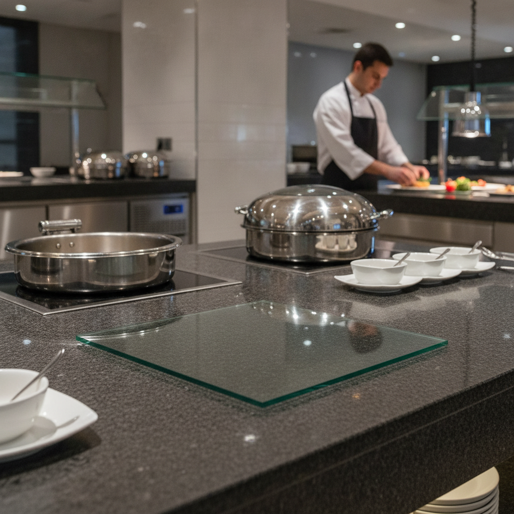 Glass Square Tile Insert 152mm for Buffet Presentations
