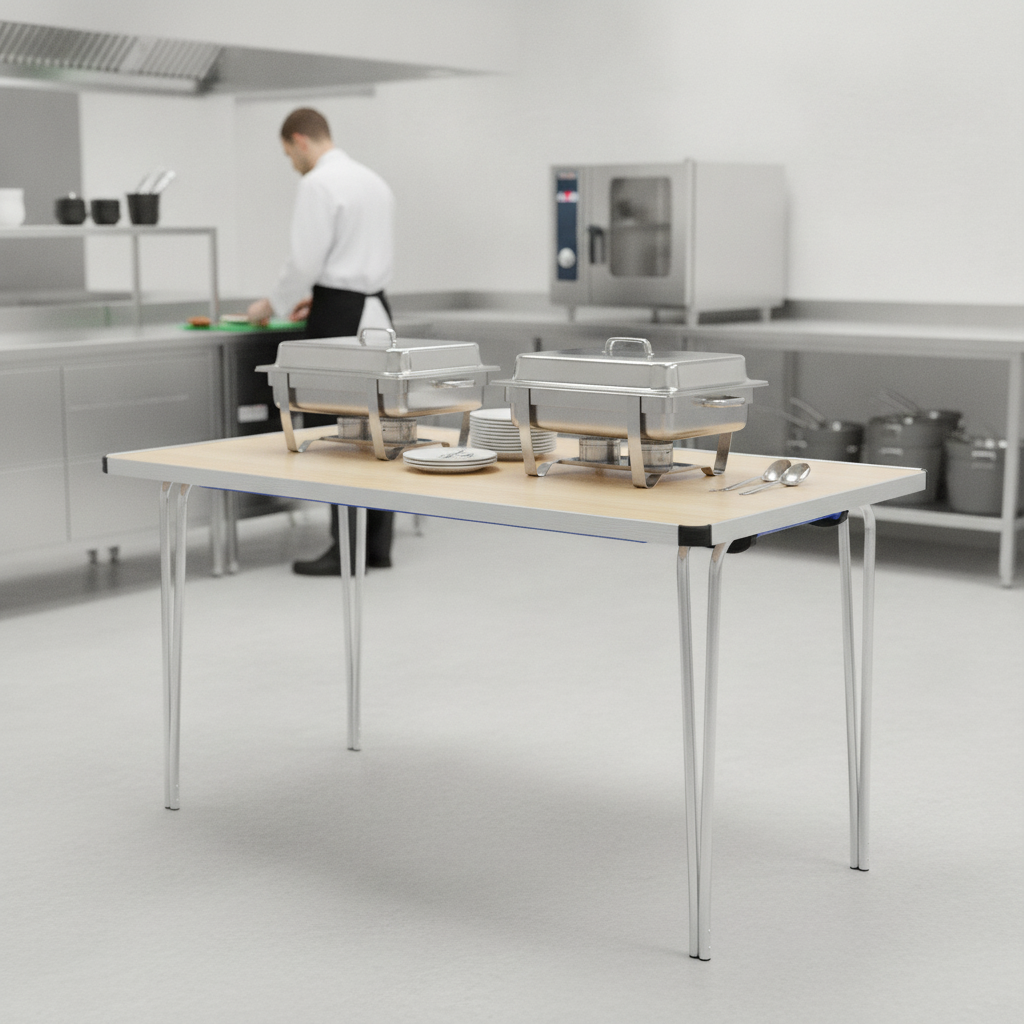 Aluminium Beech Folding Table 1220mm for Mobile Catering