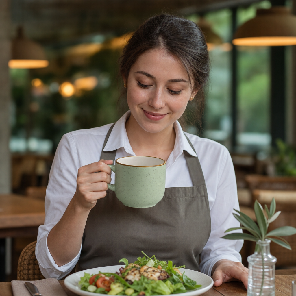Mugs 340ml Sage Green Ceramic for Hospitality Use (Pack of 12)