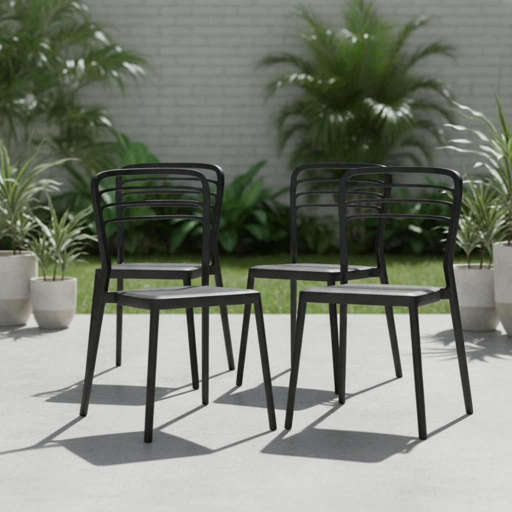 Recycled Plastic Outdoor Chairs 805x490mm for Indoor & Outdoor Use (Pack of 4)