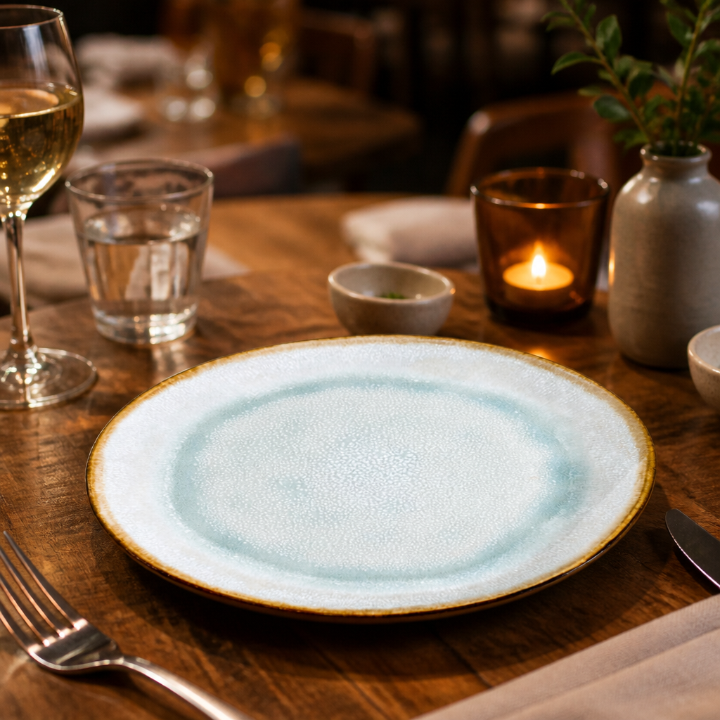 Stoneware Shadow Aqua Plates 205mm for Elegant Dining