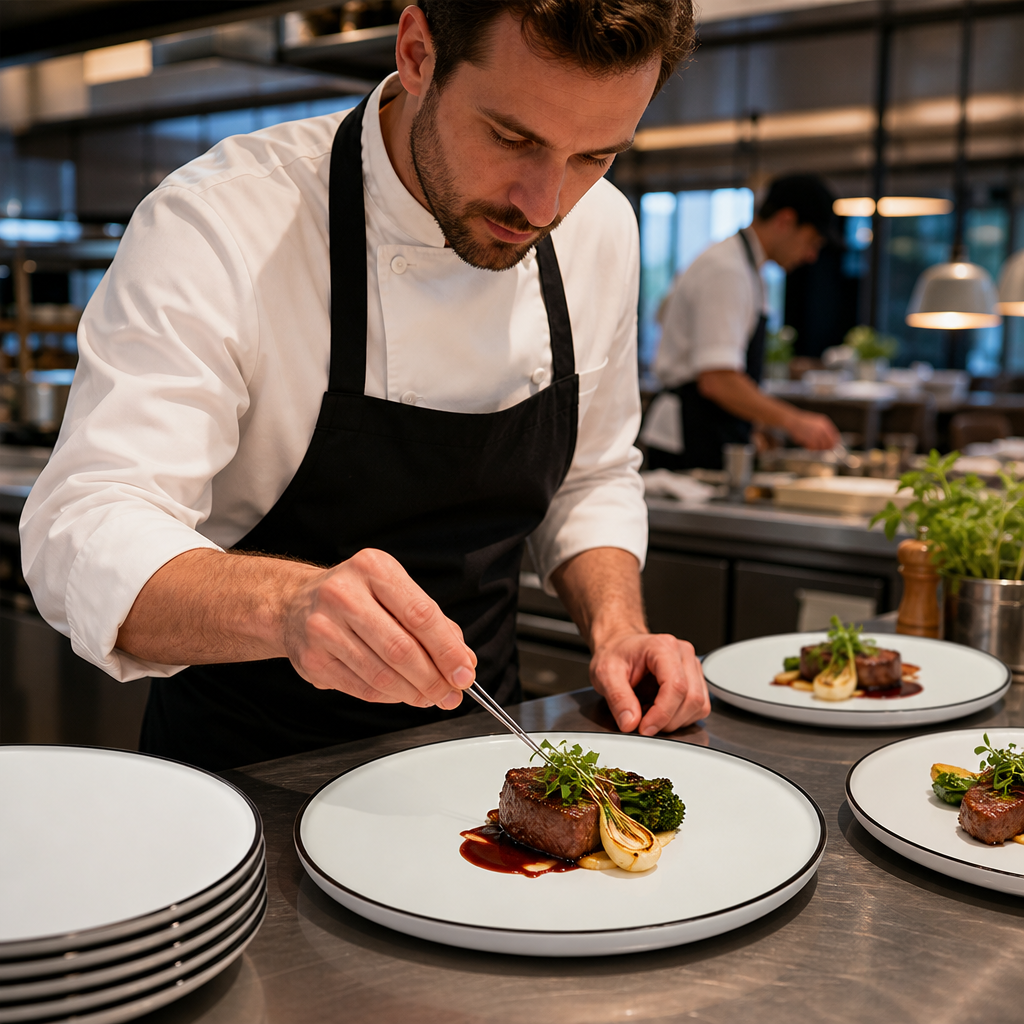 Alumina Stack Plates 285mm Vitrified Ceramic for Restaurants (Pack of 6)