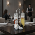 Stainless Steel Cruet Set with Stand 106x110mm for Dining Tables