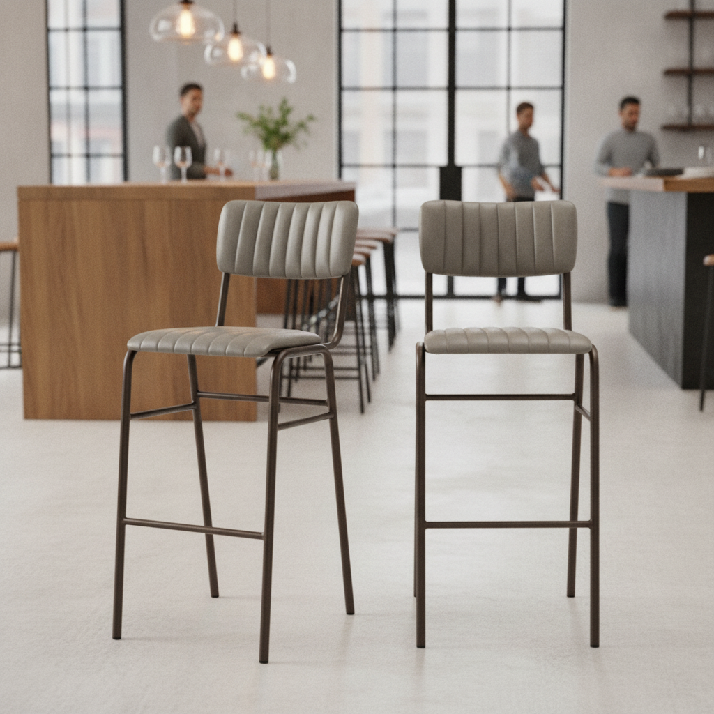 Metal Vintage Grey Stacking Bar Stools 1100mm for Restaurants (Pack of 2)