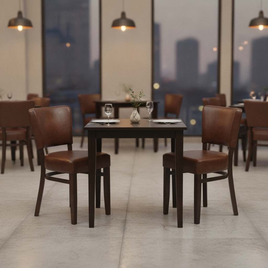 Rubber Wood Dining Table with 2 Chairs 750mm for Hospitality Settings