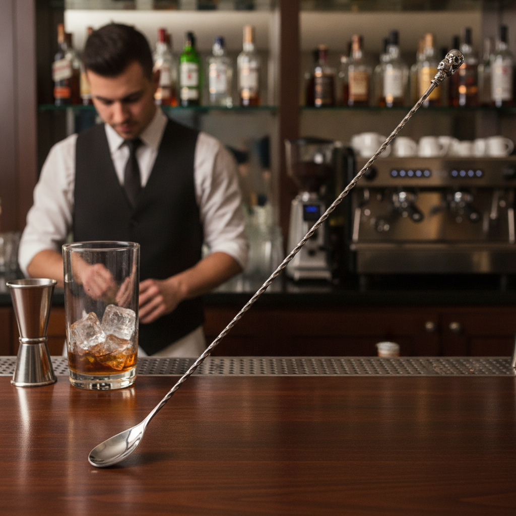 Stainless Steel Cocktail Mixing Spoon 62g for Professional Bartending