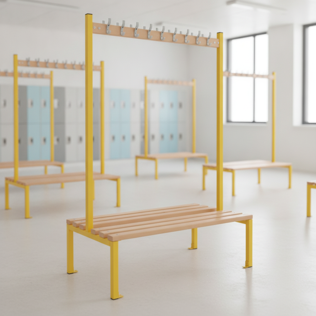 Powder Coated Steel Double-sided Island Seating for Schools & Gyms (1200mm)