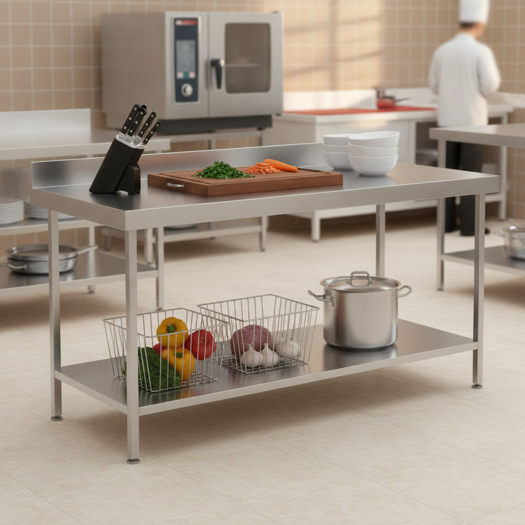 304 Stainless Steel Wall Table 600mm Deep for Food Preparation