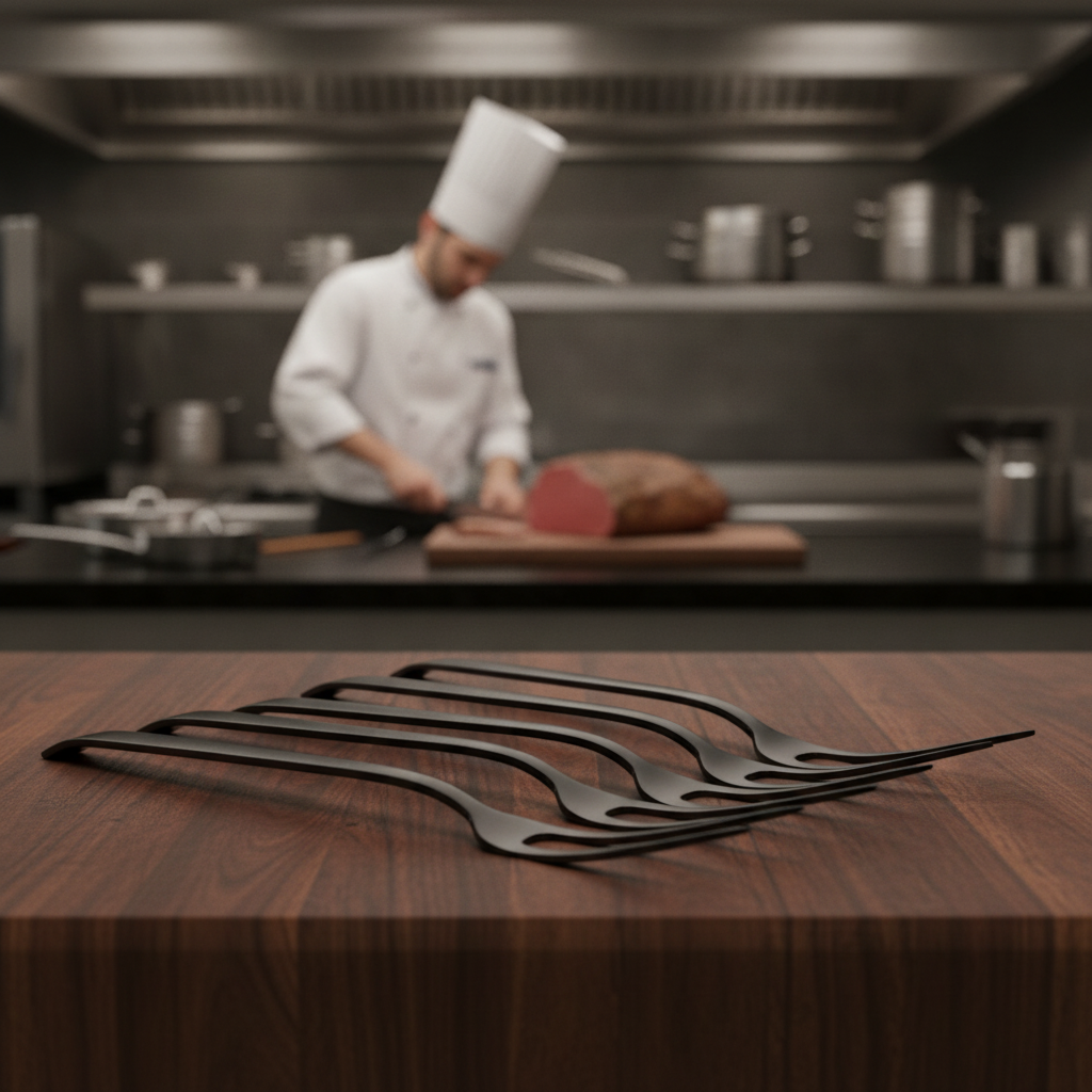 18/10 Stainless Steel Meat Serving Forks for Catering (Pack of 6)