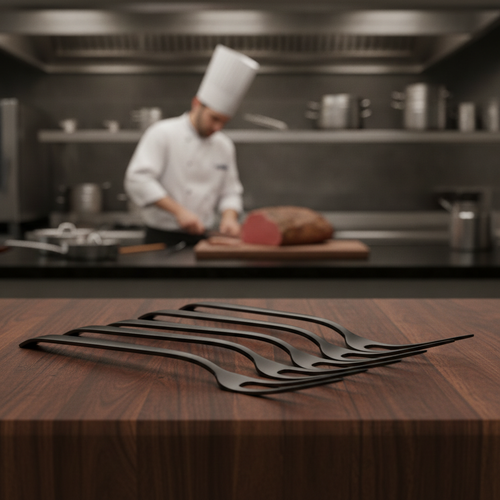 18/10 Stainless Steel Meat Serving Forks Black for Catering (Pack of 6)