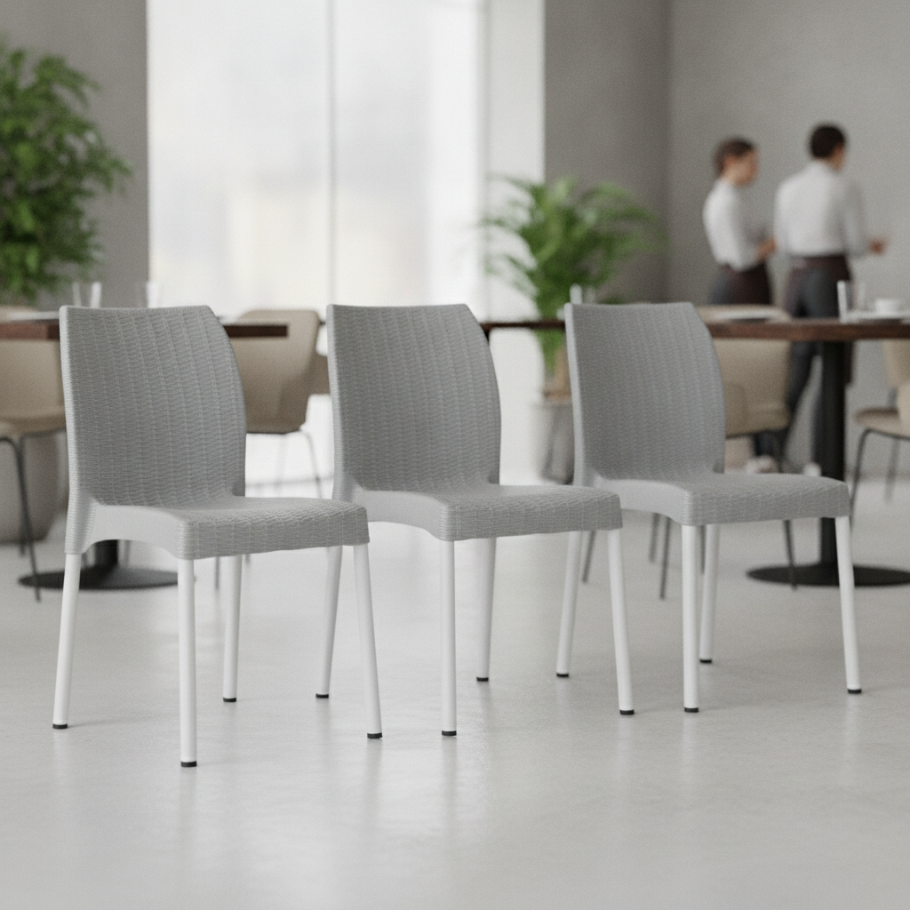 Polypropylene Stackable Rattan Side Chairs 813mm for Cafés & Restaurants (Pack of 4)