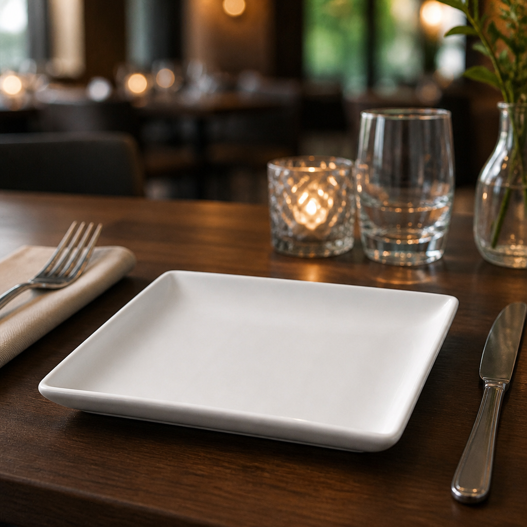 Square Plates 180mm Porcelain for Casual Dining (Pack of 12)