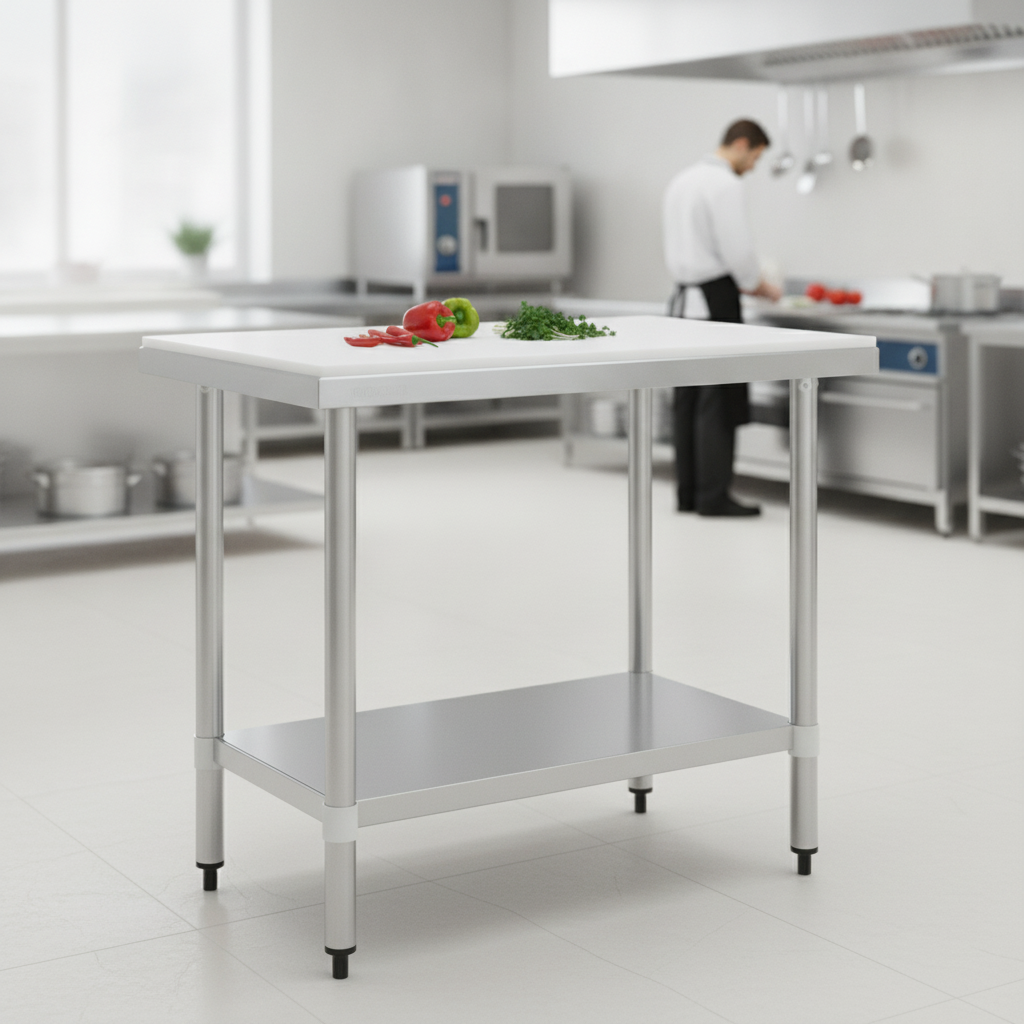 304 Stainless Steel Chopping Board Table 900mm for Professional Kitchens
