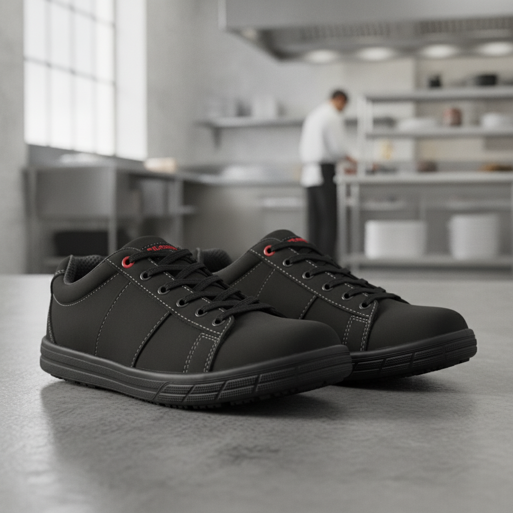 Nubuck Leather Safety Trainers Black for Busy Staff