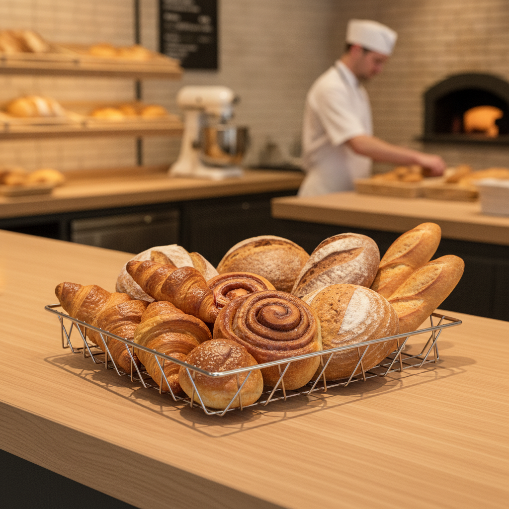 Stainless Steel Wire Display Basket 350x300x50mm for Bakeries