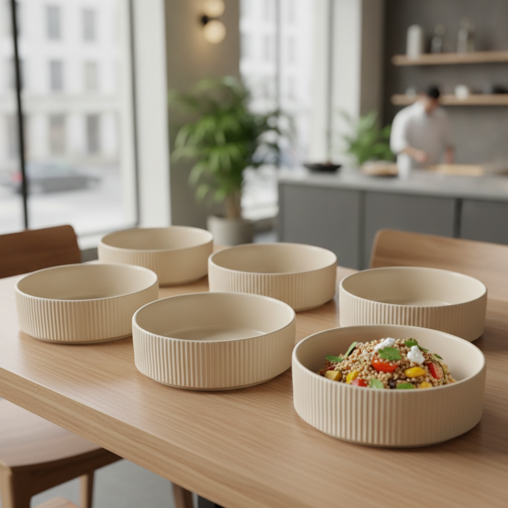 Porcelain Bowl 550ml in Matt Sand for Serving Dishes (Pack of 6)