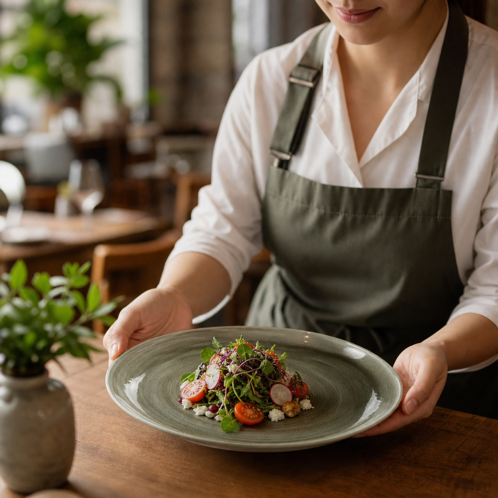 Round Coupe Plates 260mm Green Porcelain for Restaurants (Pack of 12)