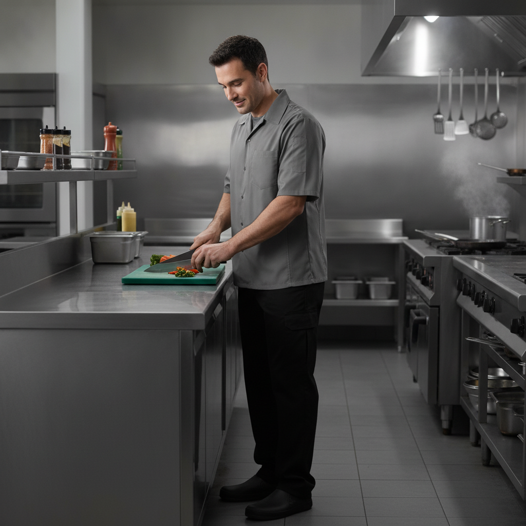 Polycotton Grey Cool Vent Chef's Shirt for Hot Kitchens