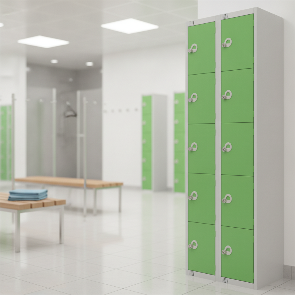 Powder Coated Steel Green Lockers 300mm Deep for Leisure Centres