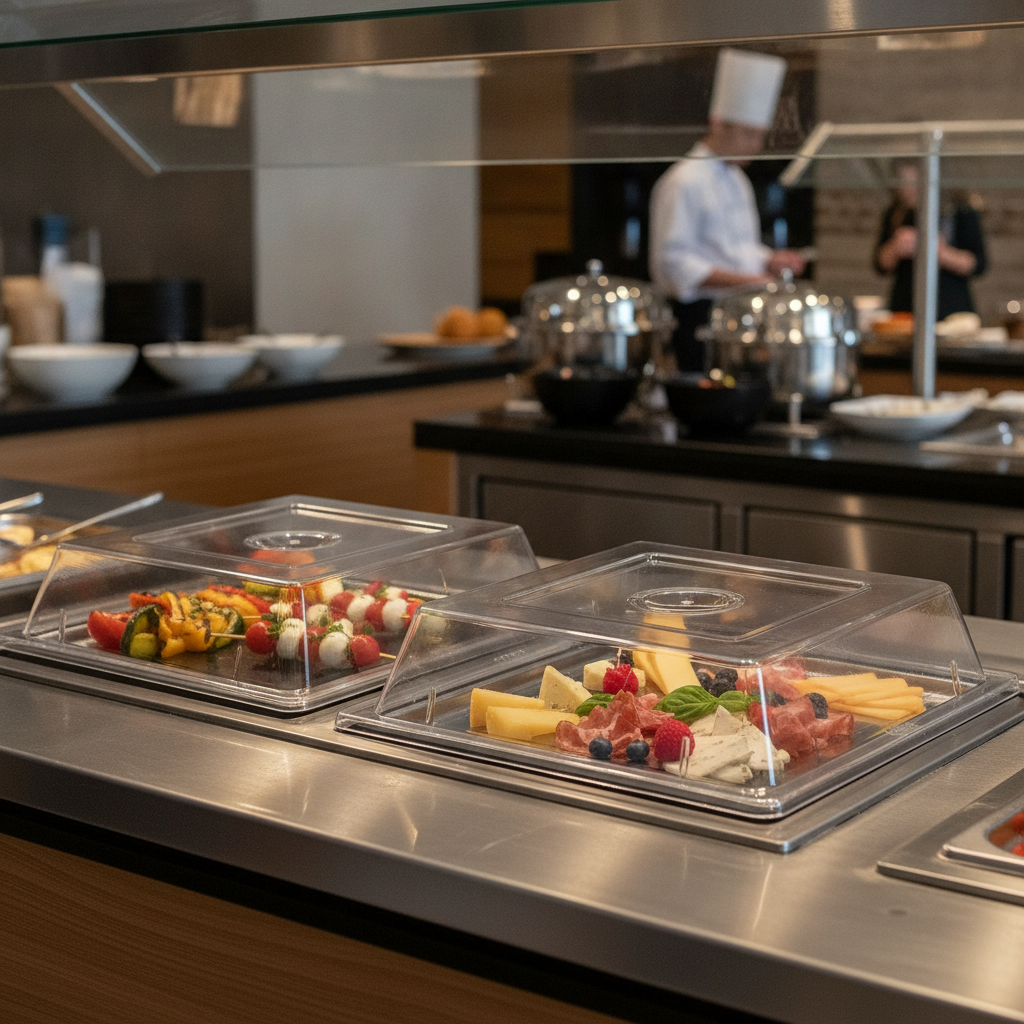 Polycarbonate Square Tray Covers 303mm for Buffet Service (Pack of 2)