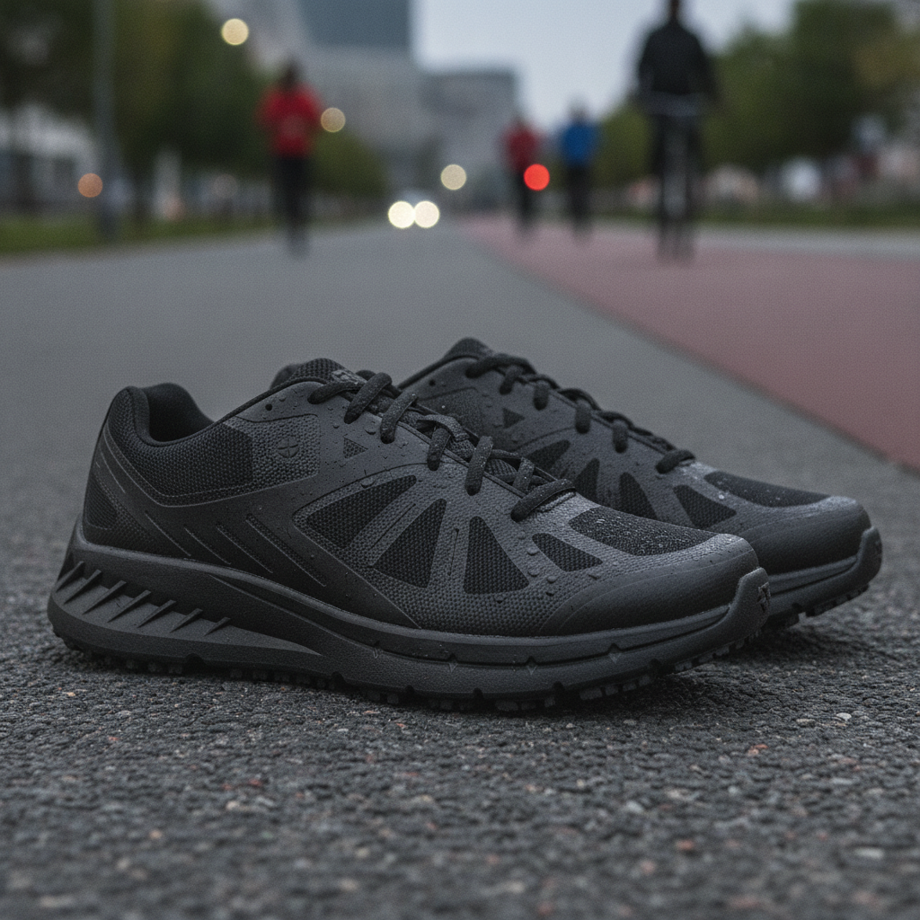 Microfibre Black Endurance Trainers for Comfort & Safety