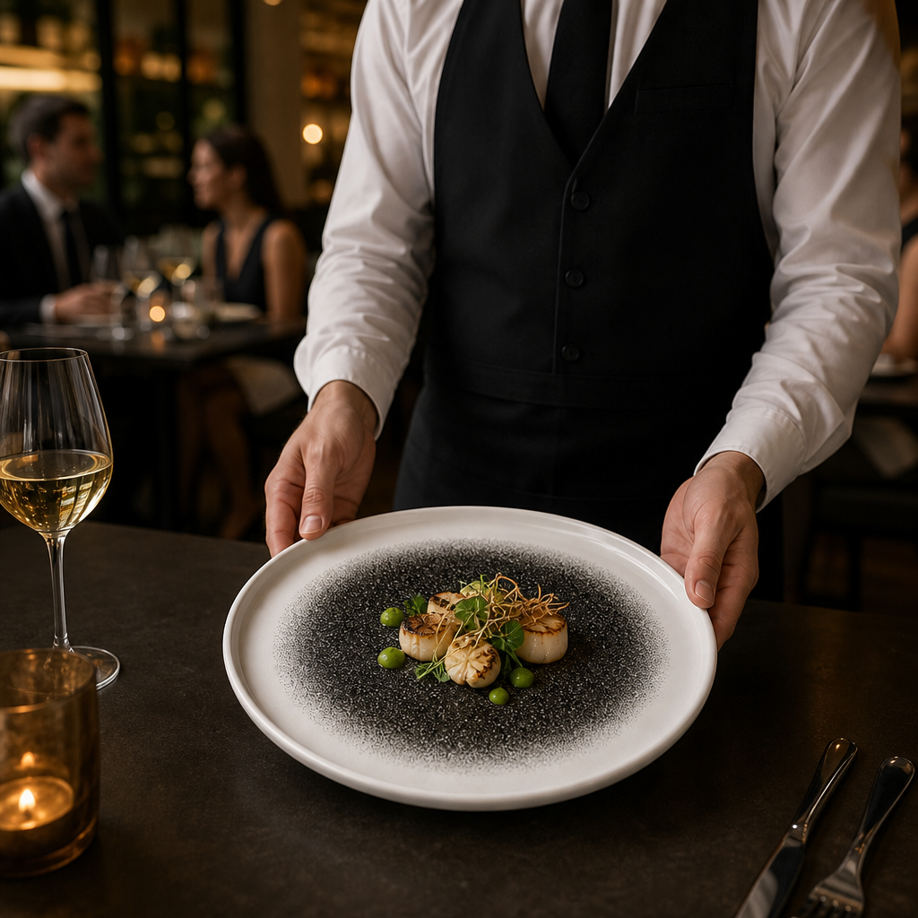 Medium Walled Plates Black Vitrified Porcelain for Elegant Dining (Pack of 6)