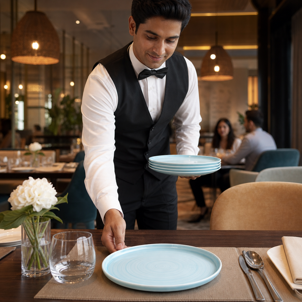 Walled Plates 280mm Vitrified Ceramic for Dining Tables (Pack of 6)