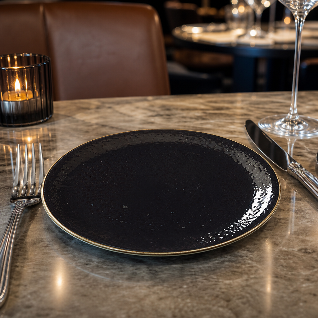 Coupe Plates 203mm Black Porcelain for Elegant Dining (Pack of 24)