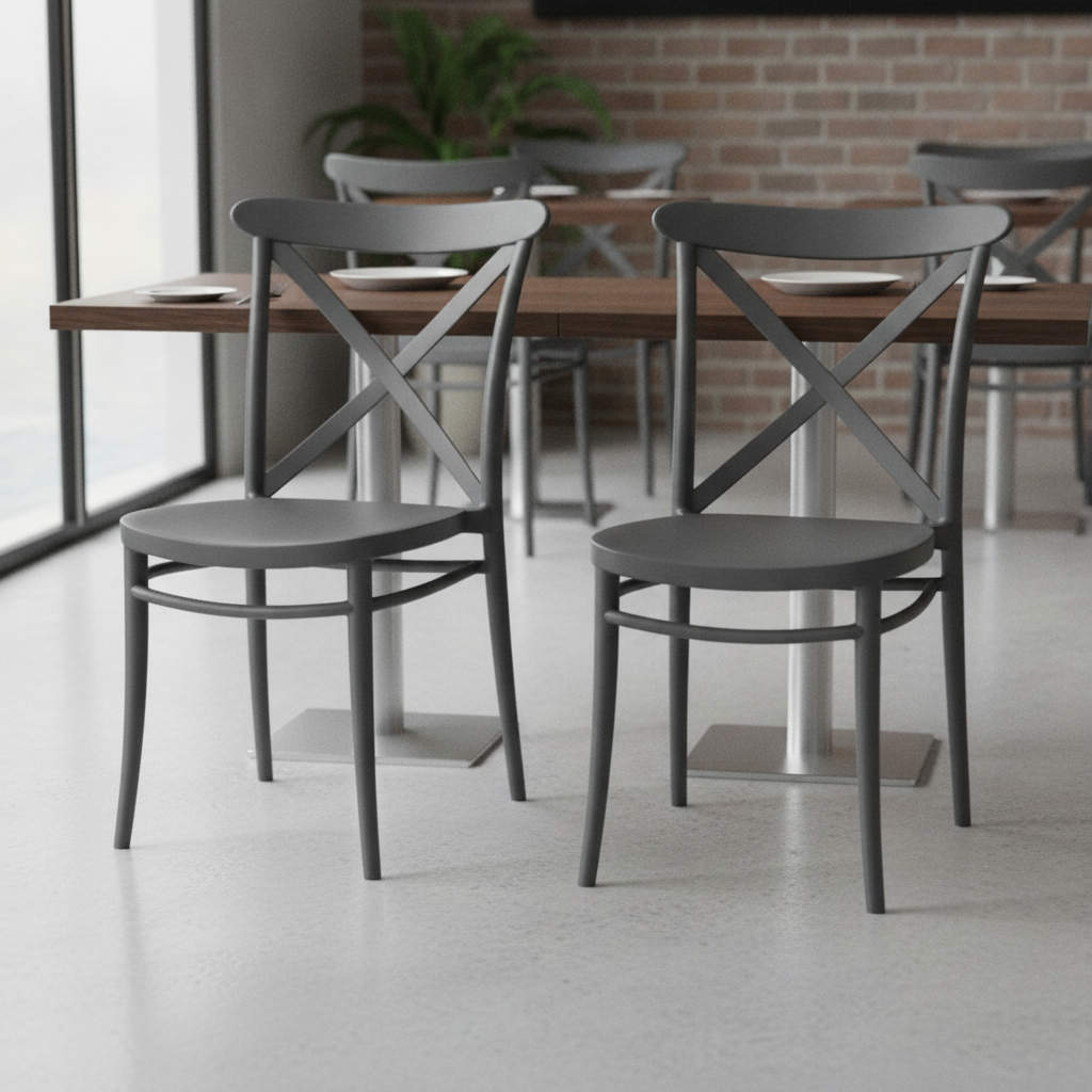 Polypropylene Dark Grey Side Chairs 870mm for Hospitality (Pack of 2)