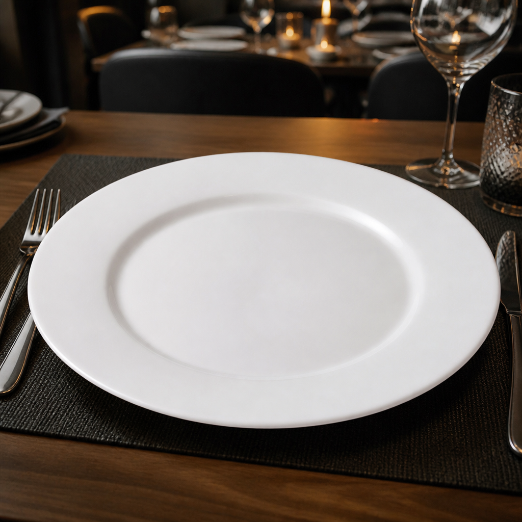 Wide Rim Plates 270mm Porcelain for Restaurants & Hotels (Pack of 4)
