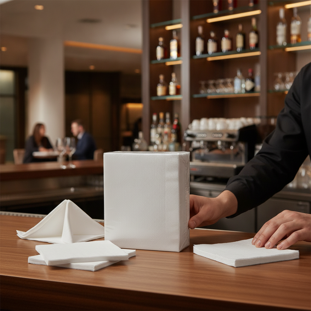 Paper White Premium Airlaid Cocktail Napkins 24x24cm for Bars & Pubs (Pack of 2400)