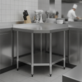 304 Stainless Steel Corner Table 800x600mm for Kitchen Workspaces