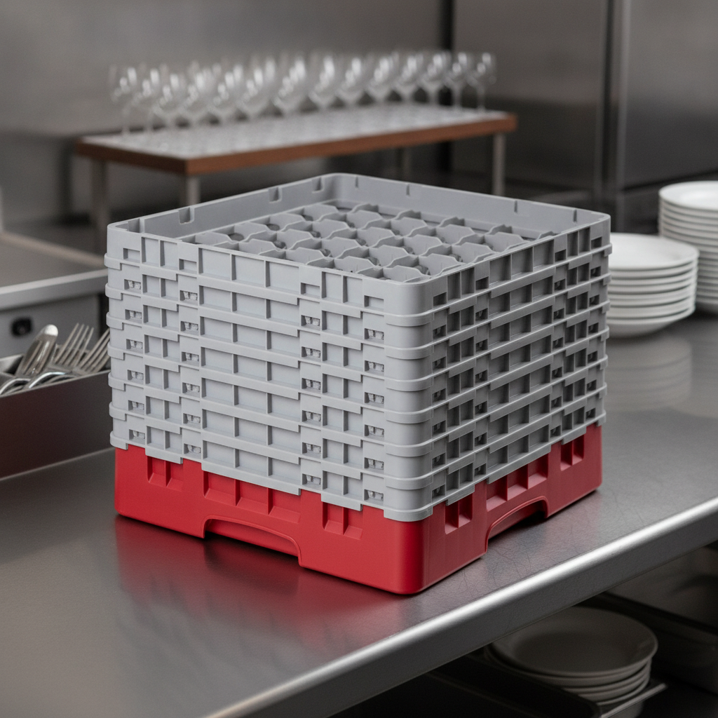 Polypropylene Red Camrack System with 36 Compartments for Safe Glassware Transport