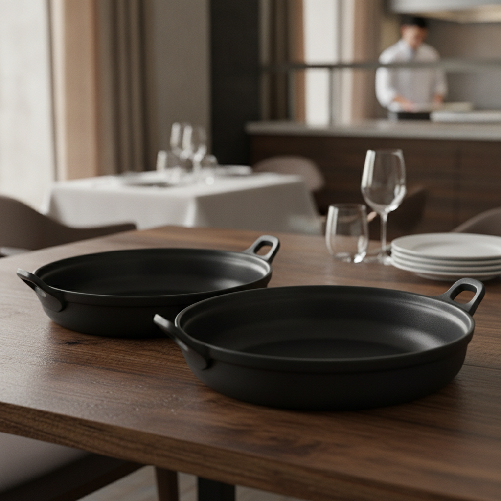 Melamine Paella Bowl Black for Stylish Serving (Pack of 2)