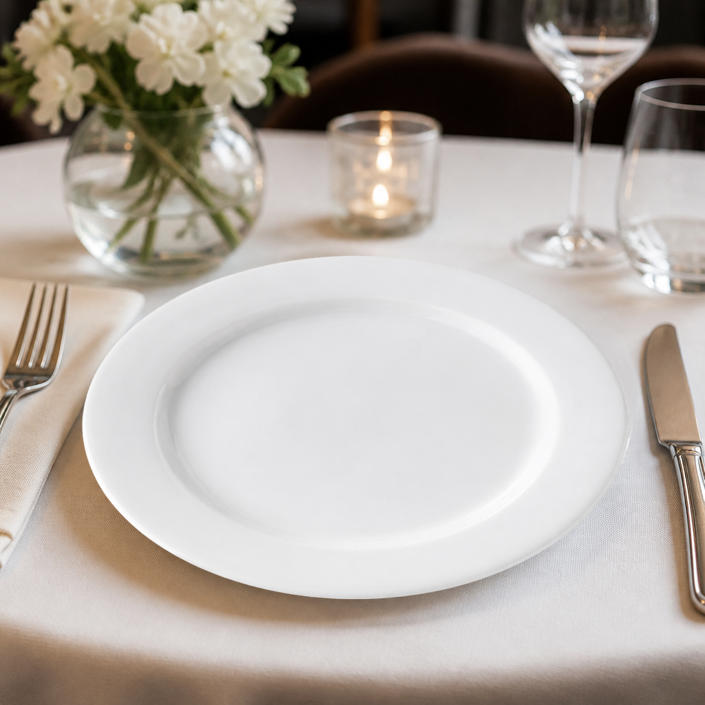Regency Plates 230mm White Porcelain for Fine Dining (Pack of 12)