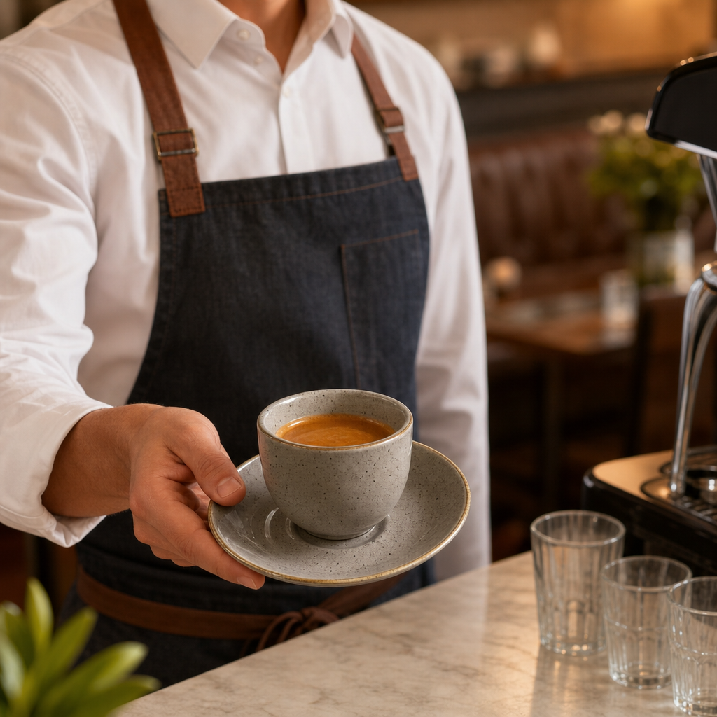 Espresso Saucers Grey Vitrified Ceramic for Cafés (Pack of 12)