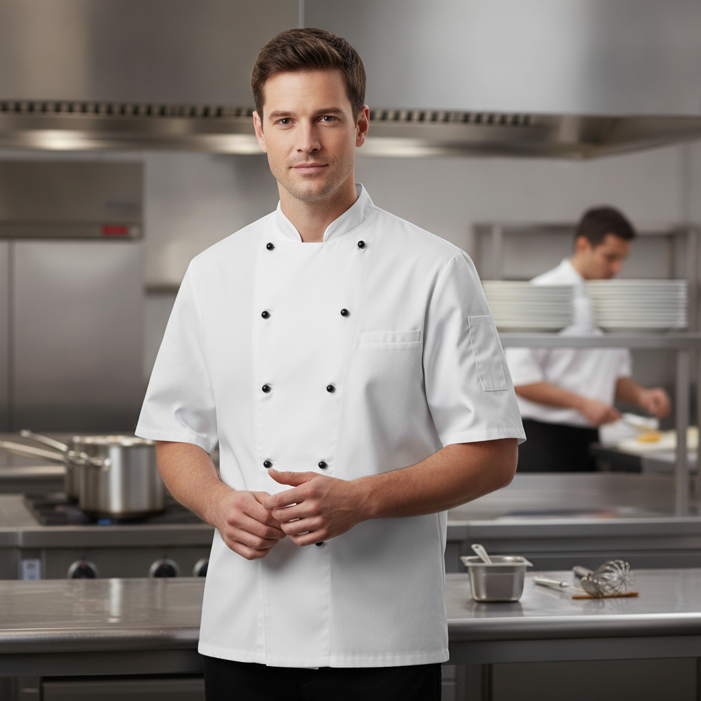 Polycotton White Chef Jacket for Commercial Kitchens