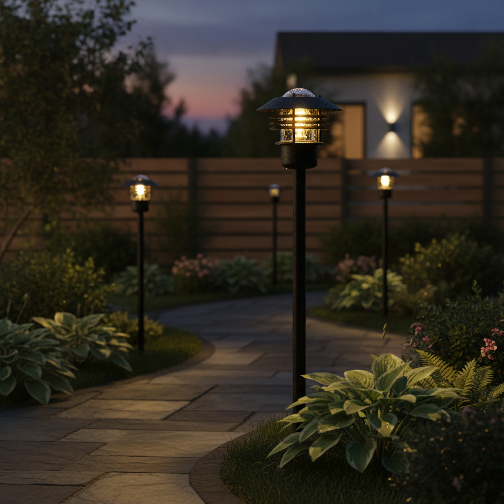 Metal Outdoor Garden Light in Black for Pathway Lighting