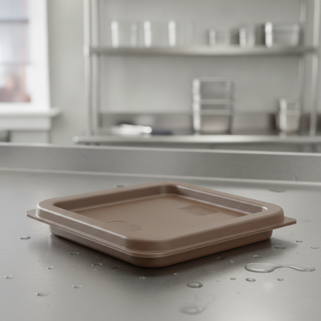 Polyethylene Square Food Storage Container Lid Brown for Food Prep