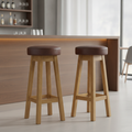 Rubber Wood High Stool with Bison Espresso Seat 760x335mm for Dining Spaces (Pack of 2)