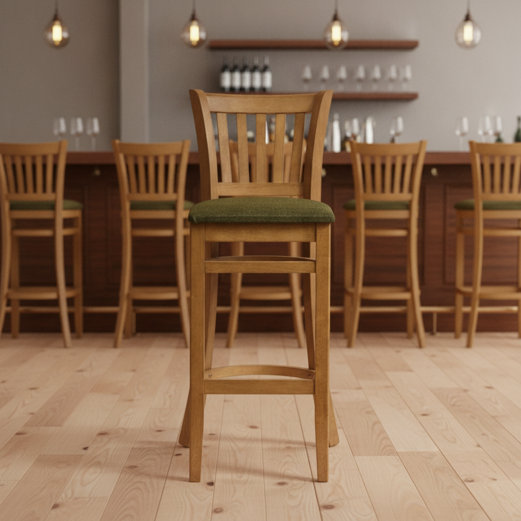 Rubber Wood Bar Chair with Shetland Forest Seat 1100mm for Commercial Use